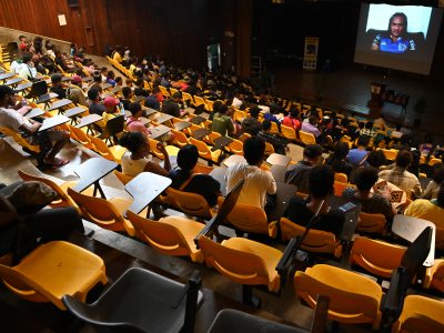 First Year Students watching presention