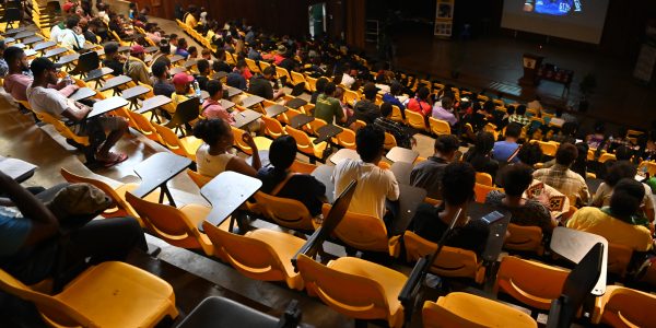 First Year Students watching presention